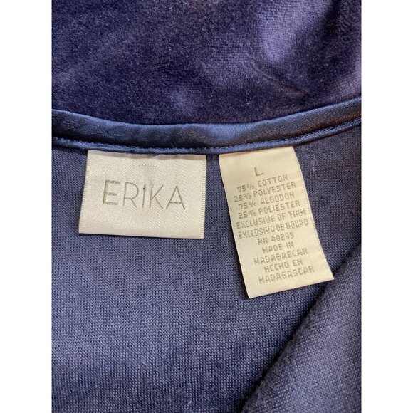 Erika Women’s Navy Velour Zip Jacket L Purple Lounge Casual Retro Y2K Track Coat - Picture 4 of 7